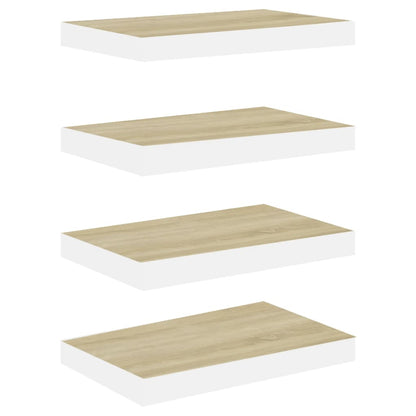 Scaffali a Parete 4 pz Rovere e Bianco 40x23x3,8 cm in MDF