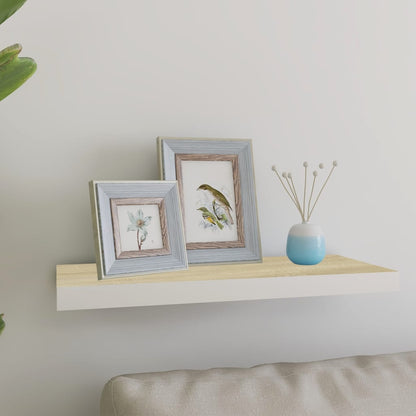 Scaffale a Parete Rovere e Bianco 60x23,5x3,8 cm in MDF