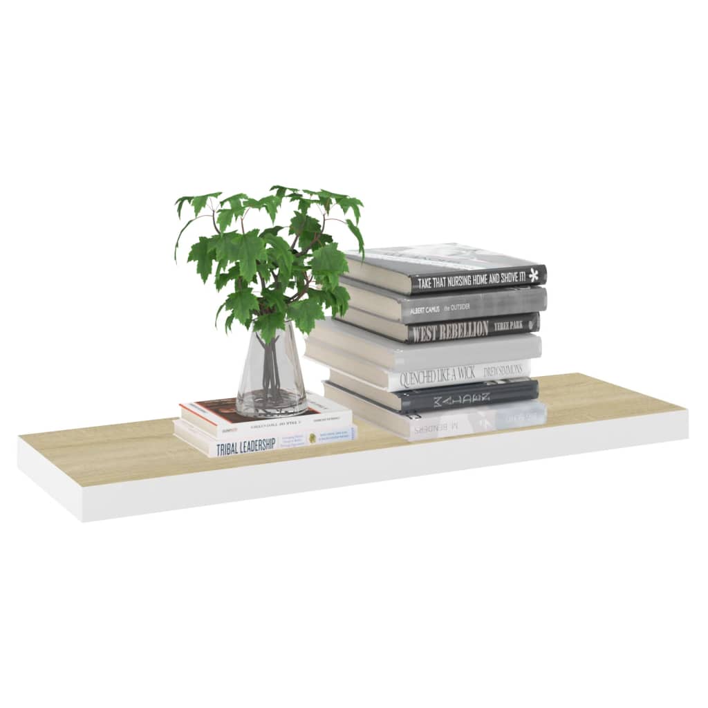 Scaffale a Parete Rovere e Bianco 80x23,5x3,8 cm in MDF