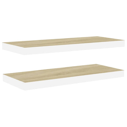Scaffali a Parete 2 pz Rovere e Bianco 80x23,5x3,8 cm in MDF