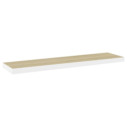 Scaffale a Parete Rovere e Bianco 120x23,5x3,8 cm in MDF