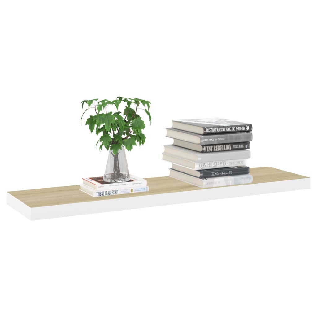 Scaffali a Parete 2 pz Rovere e Bianco 120x23,5x3,8 cm in MDF