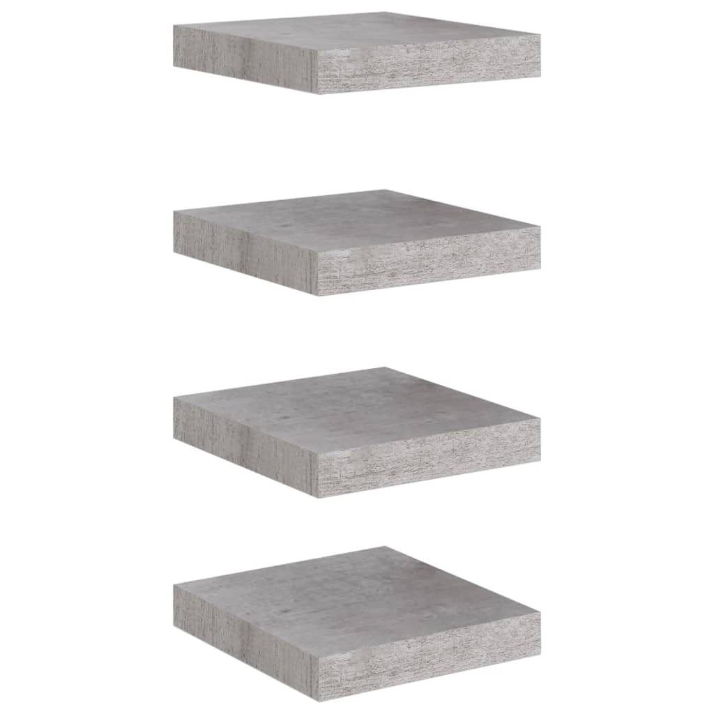 Scaffali a Parete 4 pz Grigio Cemento 23x23,5x3,8 cm in MDF