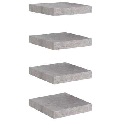 Scaffali a Parete 4 pz Grigio Cemento 23x23,5x3,8 cm in MDF