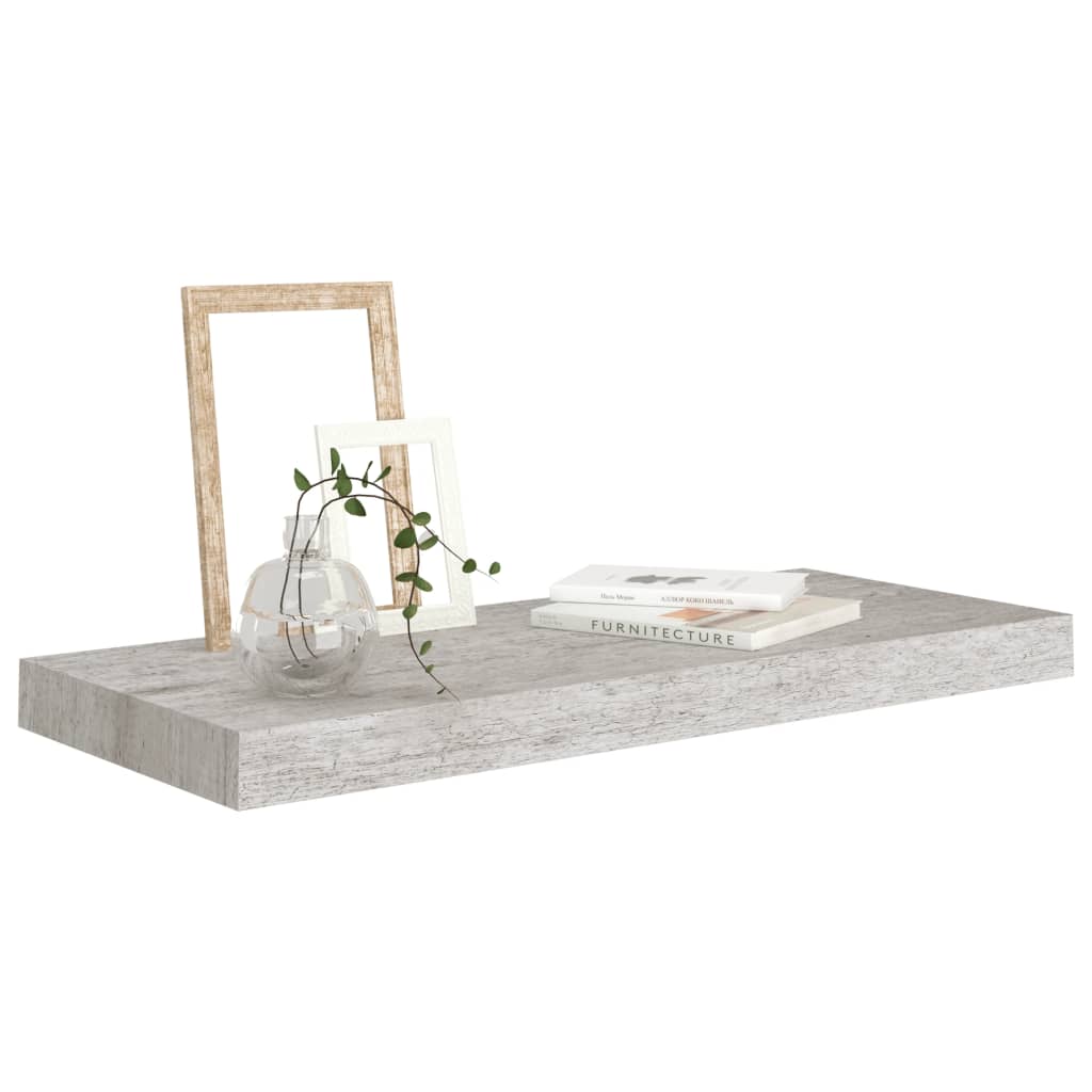 Scaffali a Parete 2 pz Grigio Cemento 60x23,5x3,8 cm in MDF