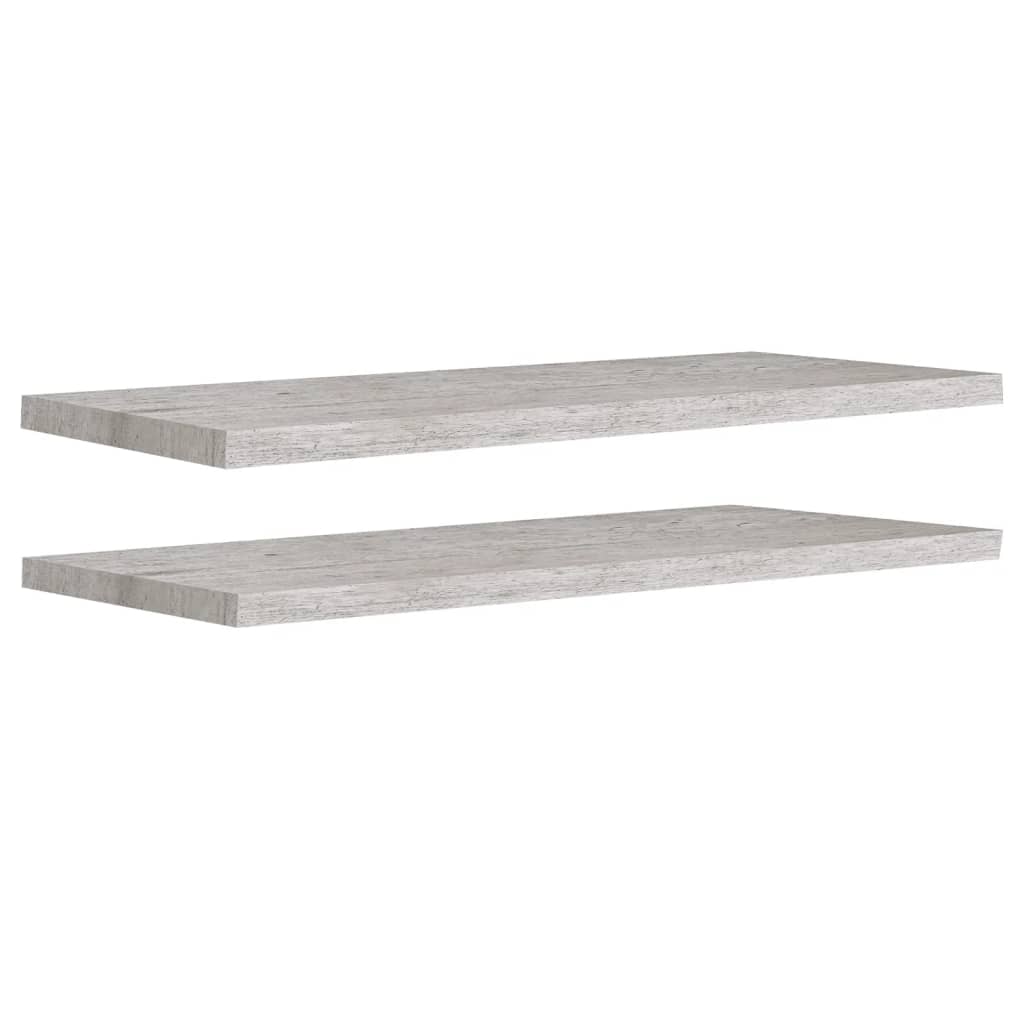 Scaffali a Parete 2 pz Grigio Cemento 90x23,5x3,8 cm in MDF