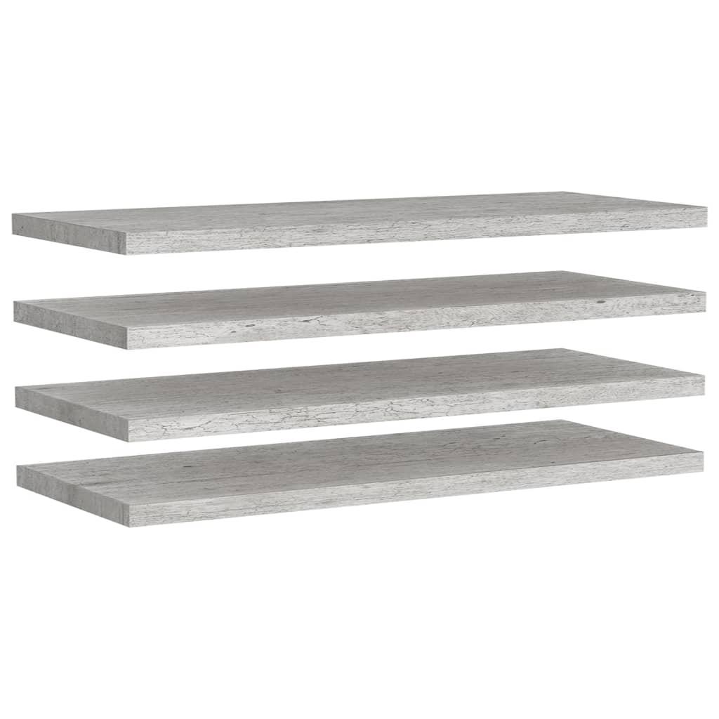 Scaffali a Parete 4 pz Grigio Cemento 90x23,5x3,8 cm in MDF