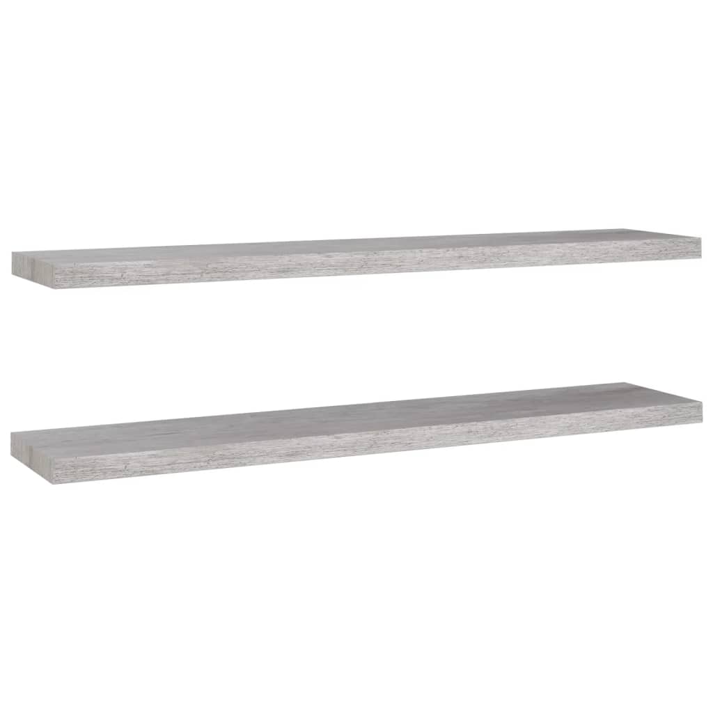 Scaffali a Parete 2 pz Grigio Cemento 120x23,5x3,8 cm in MDF