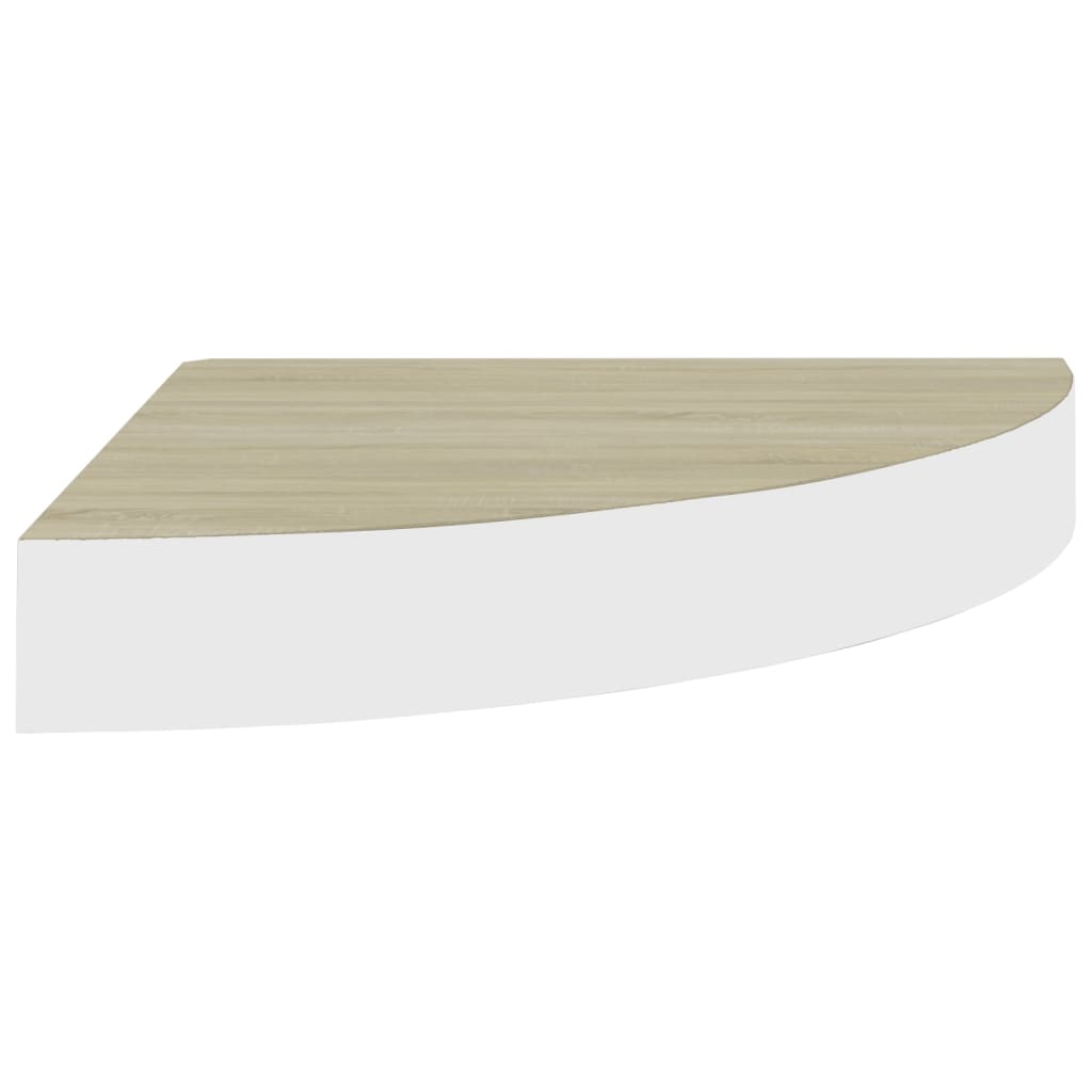 Mensole Angolari 4 pz Rovere e Bianco 25x25x3,8 cm in MDF