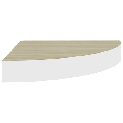 Mensole Angolari 4 pz Rovere e Bianco 25x25x3,8 cm in MDF
