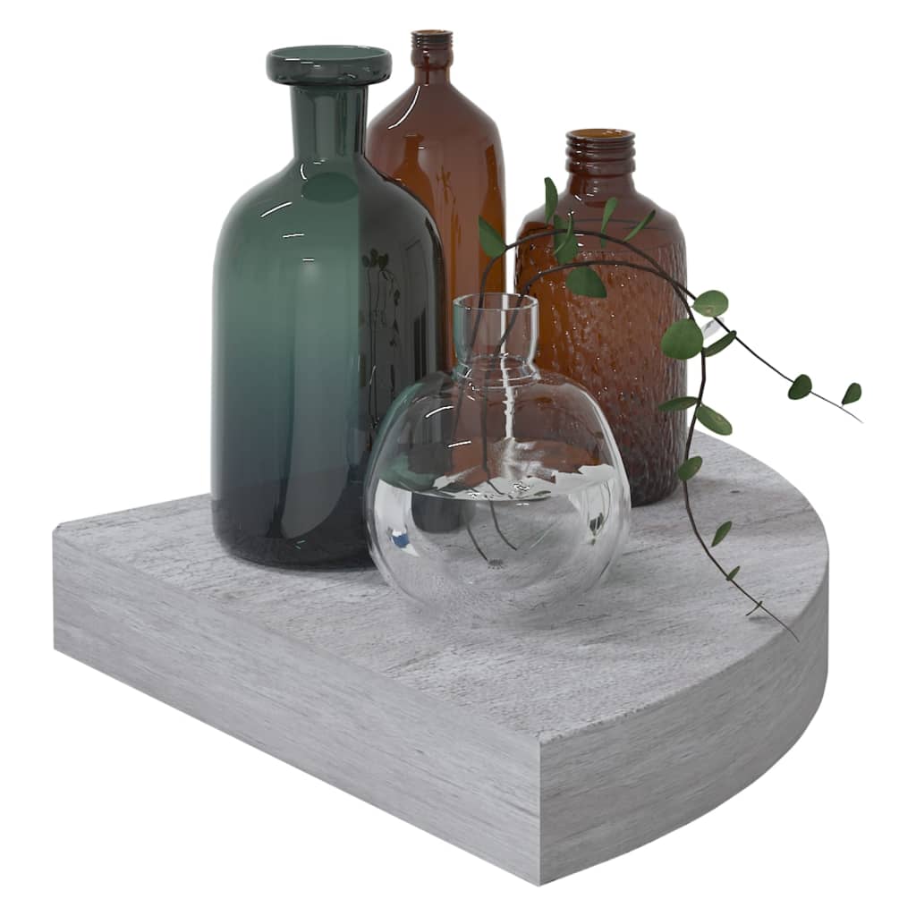 Mensola Angolare Grigio Cemento 25x25x3,8 cm in MDF
