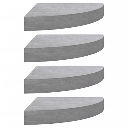 Mensole Angolari 4 pz Grigio Cemento 25x25x3,8 cm in MDF