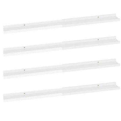 Mensole da Parete 4 pz Bianco Lucido 100x9x3 cm