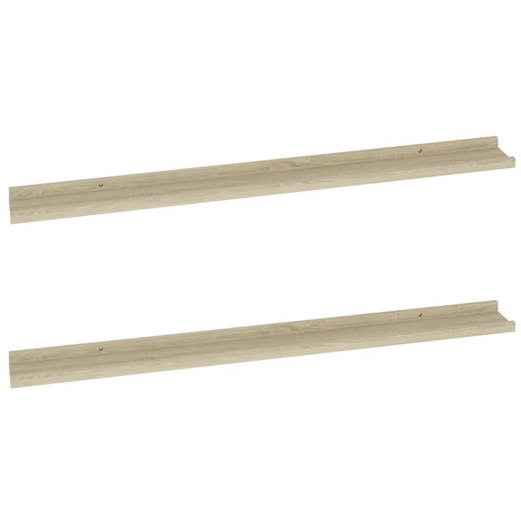 Mensole da Parete 2 pz Rovere Sonoma 100x9x3 cm