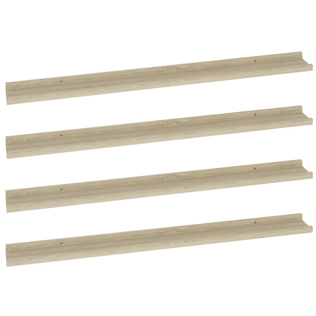 Mensole da Parete 4 pz Rovere Sonoma 100x9x3 cm