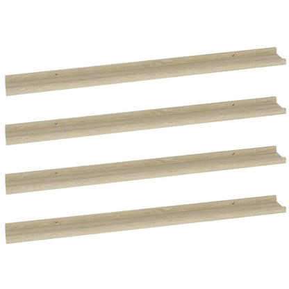 Mensole da Parete 4 pz Rovere Sonoma 100x9x3 cm