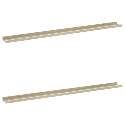 Mensole da Parete 2 pz Bianco e Rovere Sonoma 115x9x3 cm