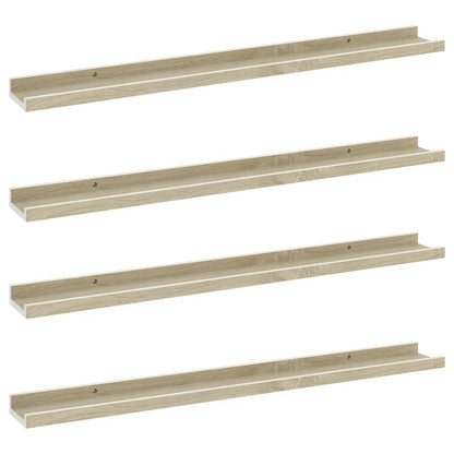Mensole da Parete 4 pz Bianco e Rovere Sonoma 80x9x3 cm