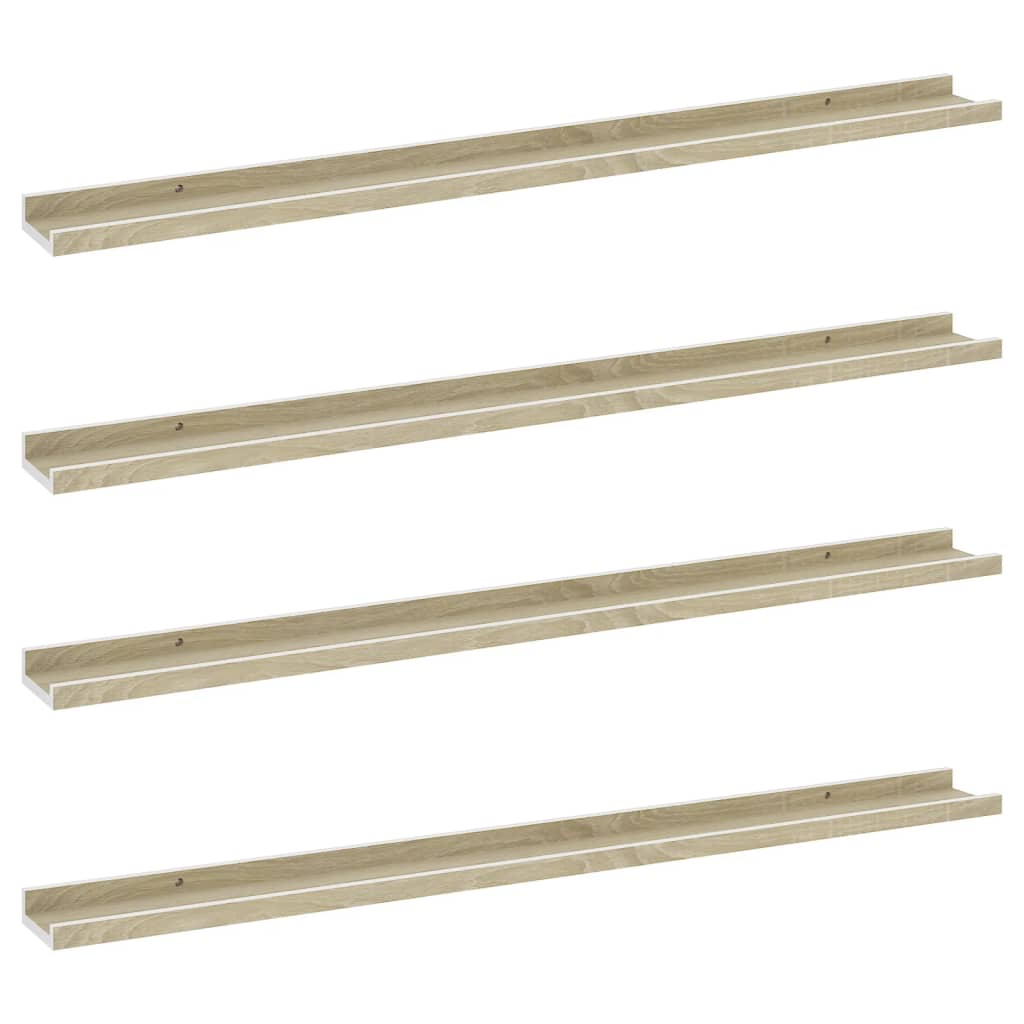 Mensole da Parete 4 pz Bianco e Rovere Sonoma 100x9x3 cm