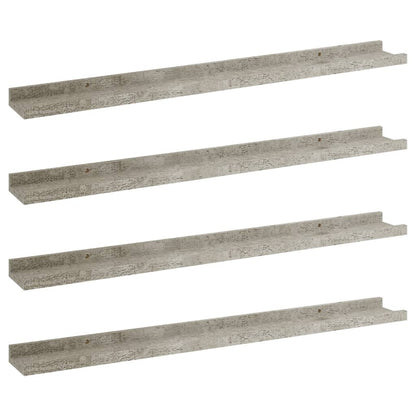 Mensole da Parete 4 pz Grigio Cemento 80x9x3 cm