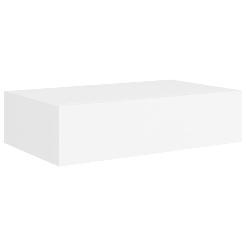 Scaffali con Cassetti da Parete 2 pz Bianchi 40x23,5x10 cm MDF