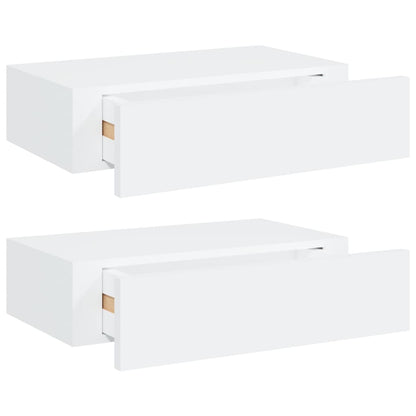 Scaffali con Cassetti da Parete 2 pz Bianchi 40x23,5x10 cm MDF
