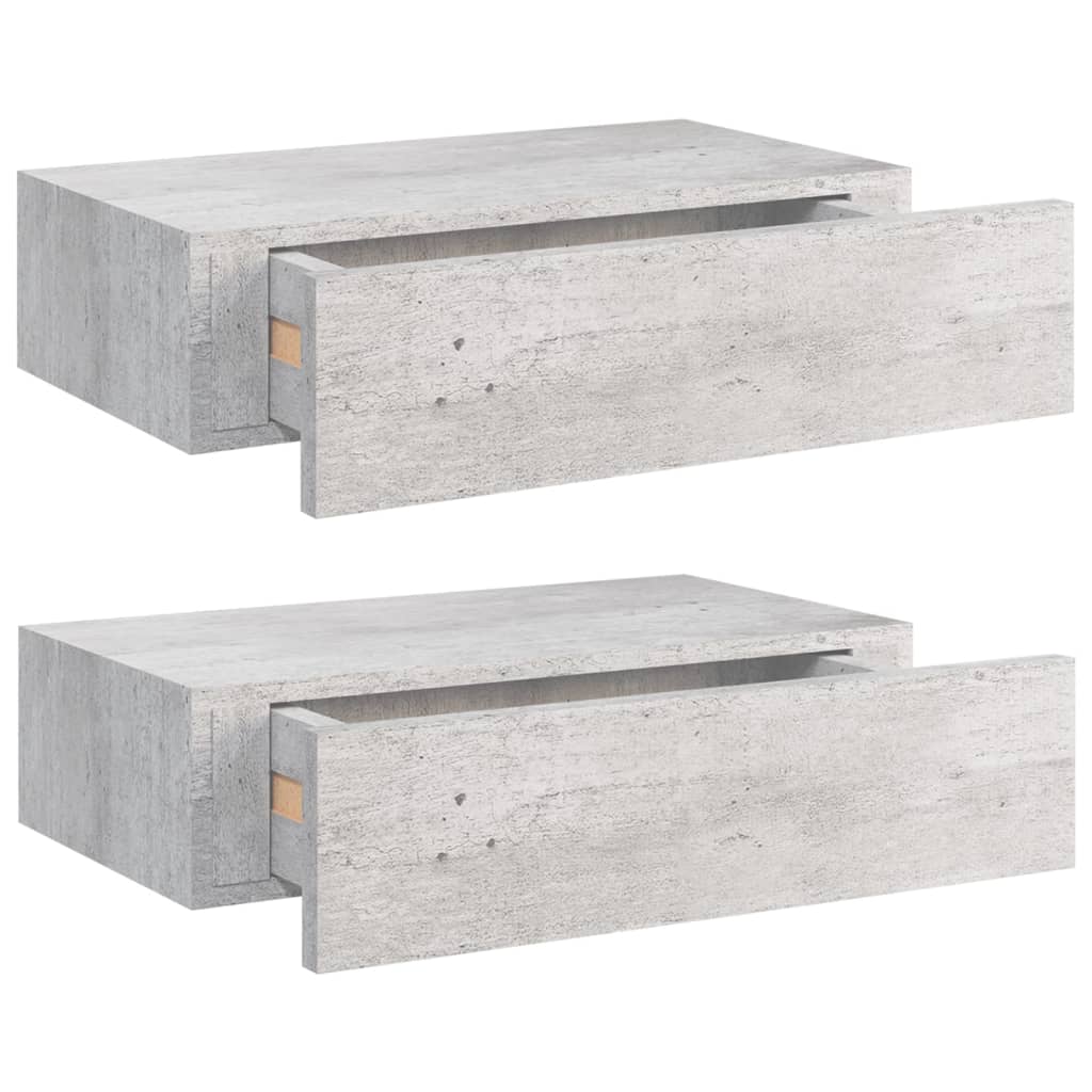 Scaffali con Cassetti 2 pz Grigio Cemento 40x23,5x10 cm in MDF