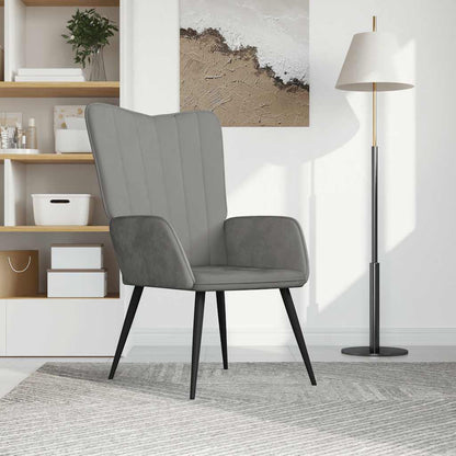 Sedia Relax Grigio Chiaro in Velluto