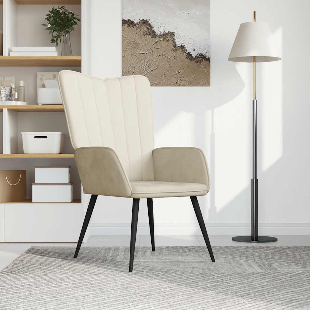 Sedia Relax Bianco Crema in Velluto