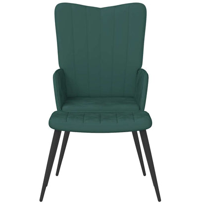 Poltrona Relax con Sgabello Verde Scuro in Velluto