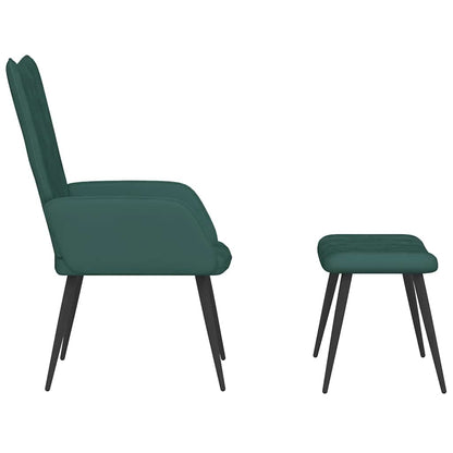 Poltrona Relax con Sgabello Verde Scuro in Velluto