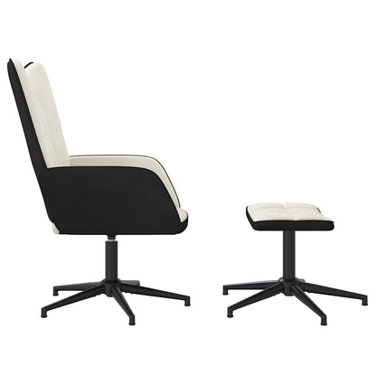 Poltrona Relax con Poggiapiedi Bianco Crema in Velluto e PVC