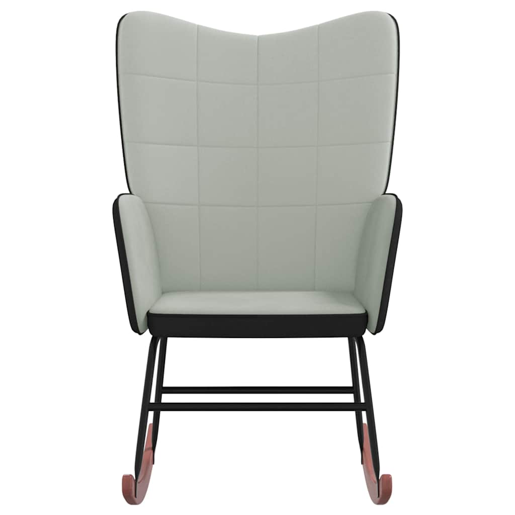 Sedia a Dondolo Grigio Chiaro in Velluto e PVC