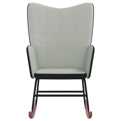 Sedia a Dondolo Grigio Chiaro in Velluto e PVC