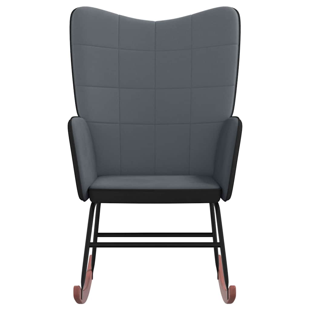 Sedia a Dondolo Grigio Scuro in Velluto e PVC