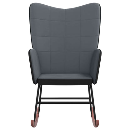 Sedia a Dondolo Grigio Scuro in Velluto e PVC