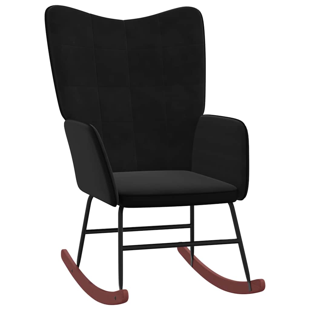Sedia a Dondolo Nera in Velluto e PVC
