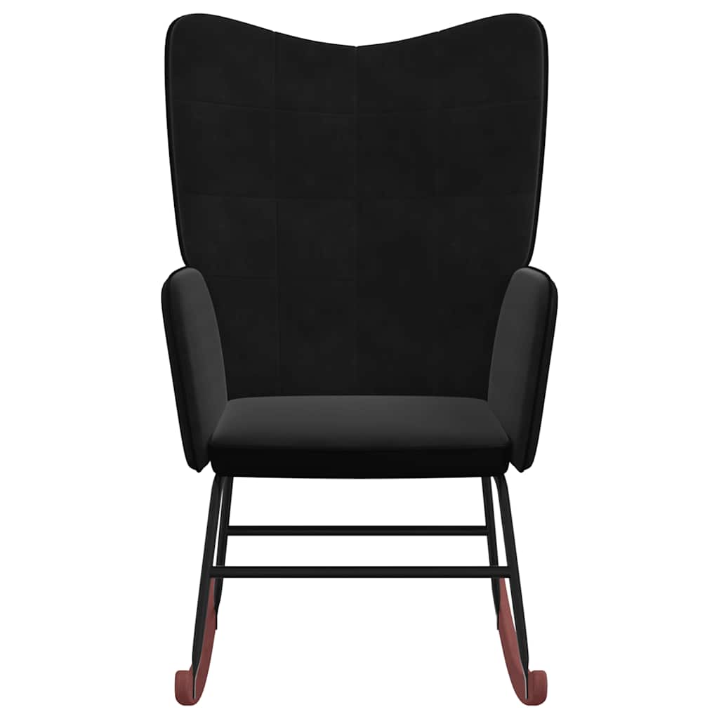 Sedia a Dondolo Nera in Velluto e PVC