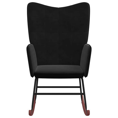 Sedia a Dondolo Nera in Velluto e PVC