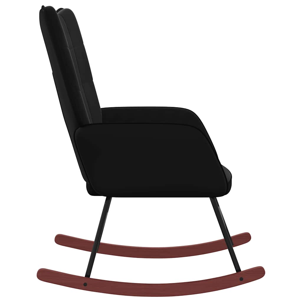 Sedia a Dondolo Nera in Velluto e PVC