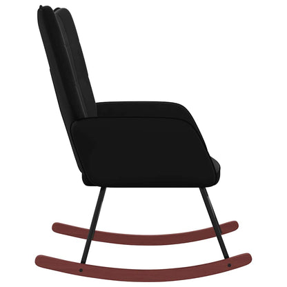 Sedia a Dondolo Nera in Velluto e PVC