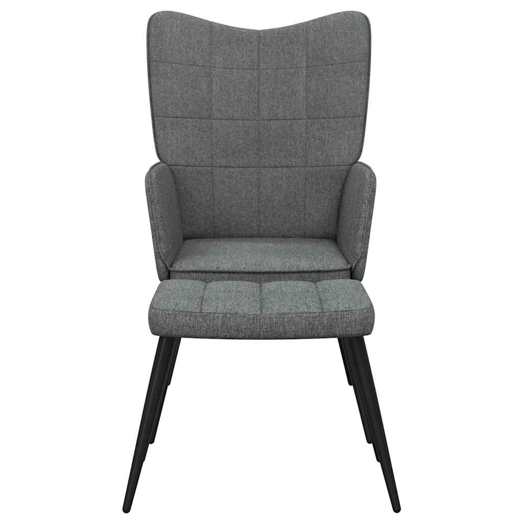 Sedia Relax con Sgabello Grigio Scuro in Tessuto