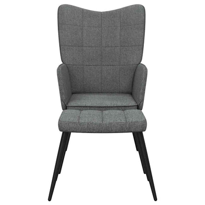 Sedia Relax con Sgabello Grigio Scuro in Tessuto