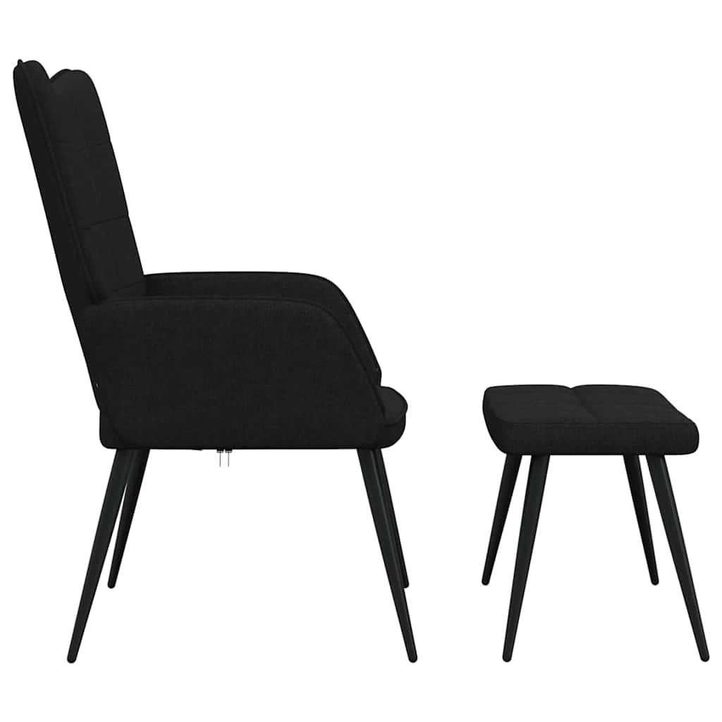 Sedia Relax con Sgabello Nero in Tessuto