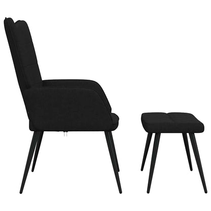 Sedia Relax con Sgabello Nero in Tessuto