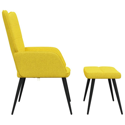 Sedia Relax con Sgabello Giallo Senape in Tessuto