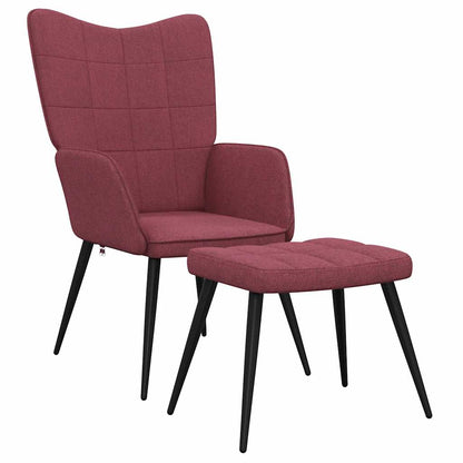 Sedia Relax con Sgabello Rosso Vino in Tessuto