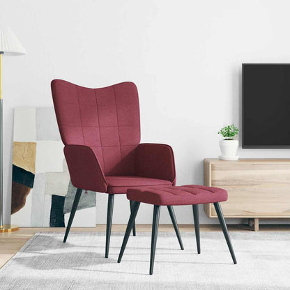 Sedia Relax con Sgabello Rosso Vino in Tessuto