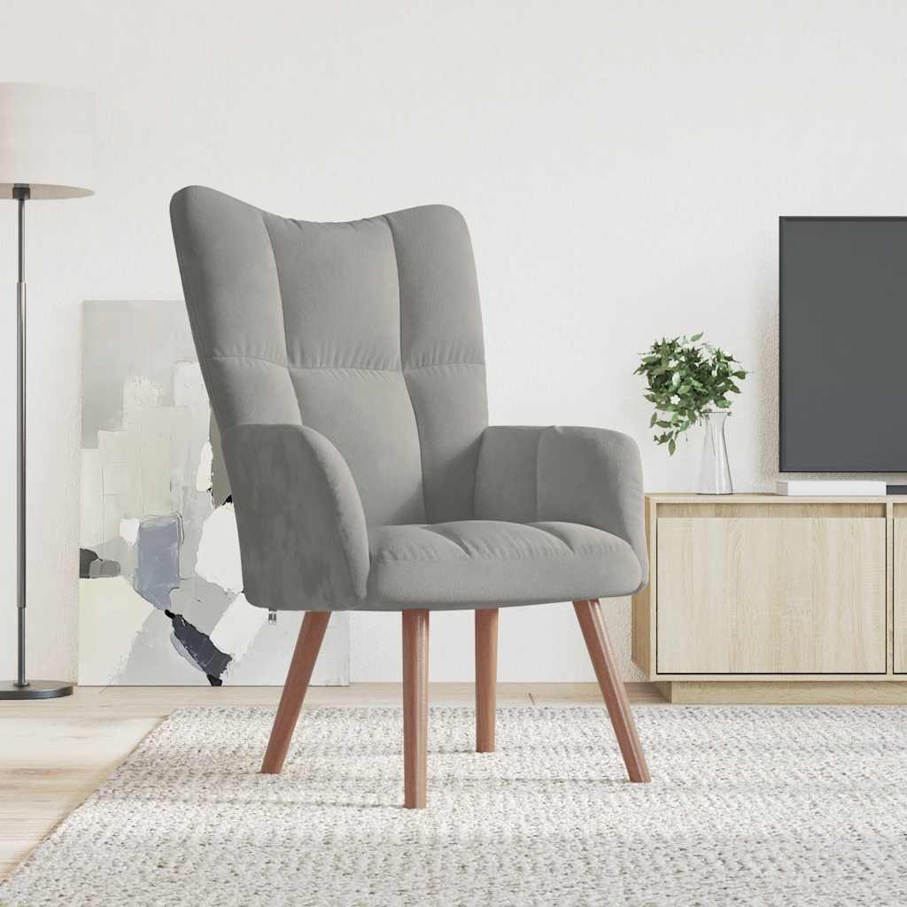 Sedia Relax Grigio Chiaro in Velluto