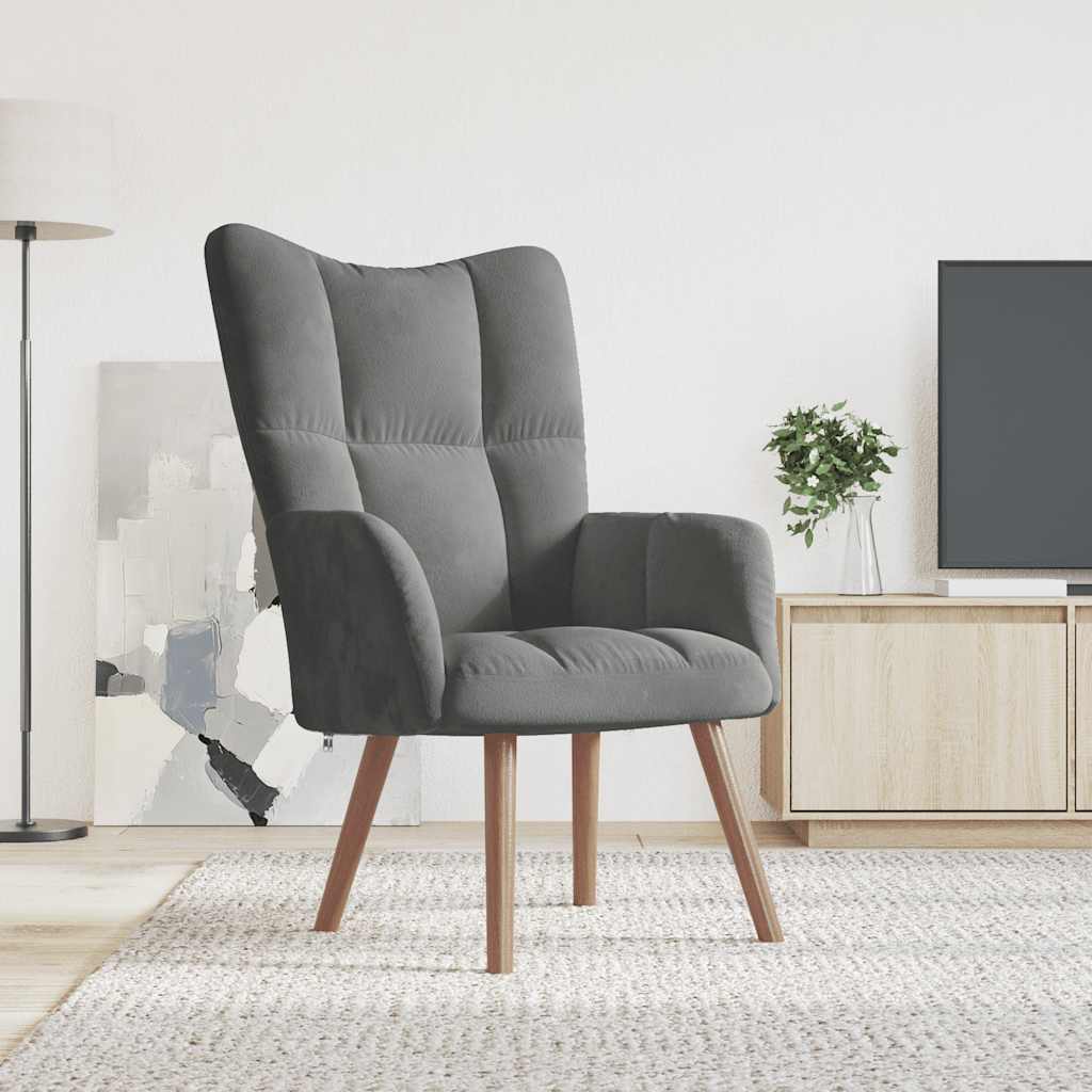 Sedia Relax Grigio Scuro in Velluto